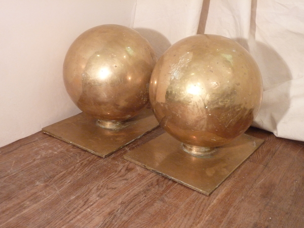 Pair Brass Orbs
