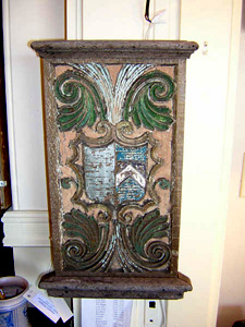 Antique carved wood coat of arms