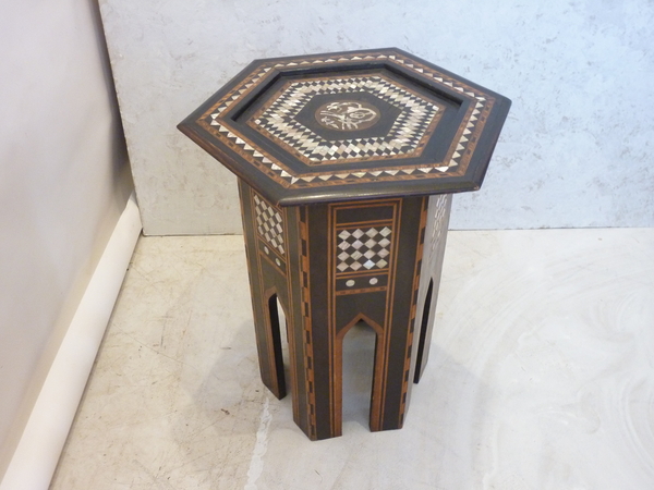 Moroccan Inlay Hexagonal Table