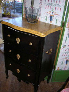 antique Italian comodino with Siena yellow marble top