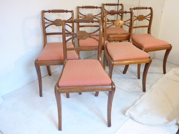 Six English Regency Rosewood Dining Chairs