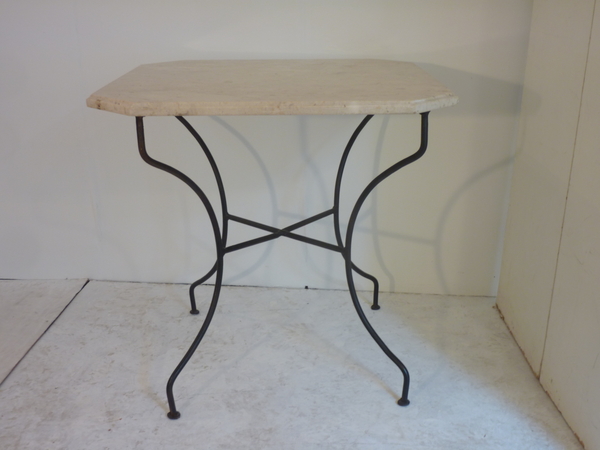 Iron and Marble Side Table