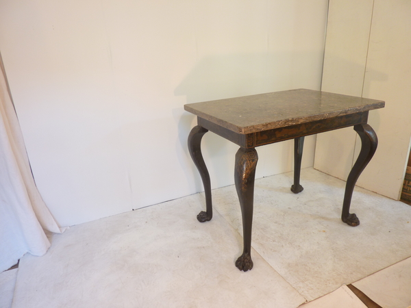 19th Century English Chinoiserie Table with Marble Top