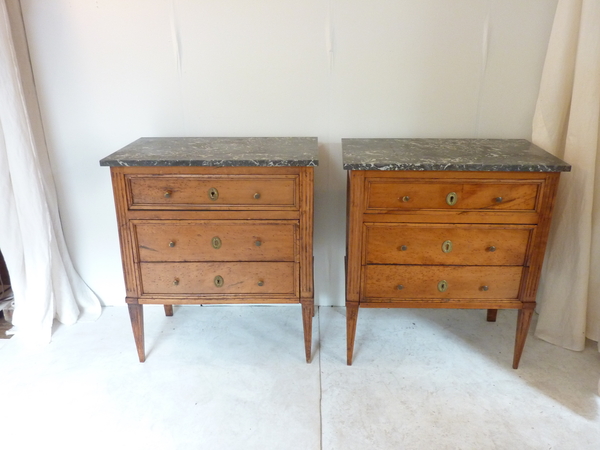 18th Century Pair Louis XVI Walnut Commodes