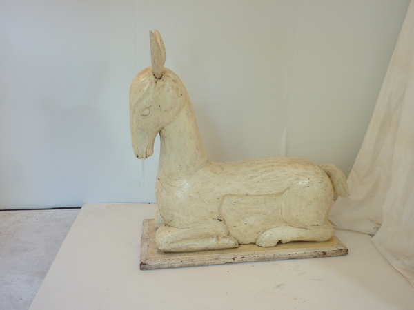 19th Century Carved Wooden Deer