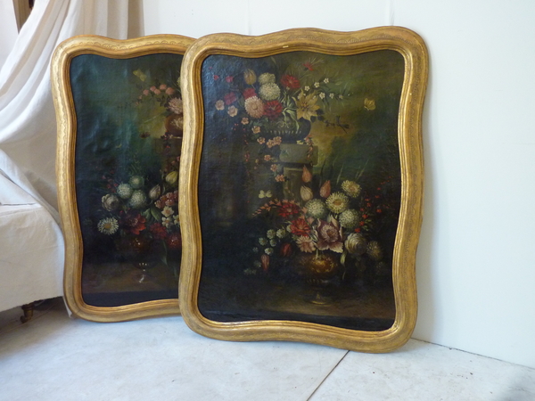 Pair 18th Century Floral Paintings