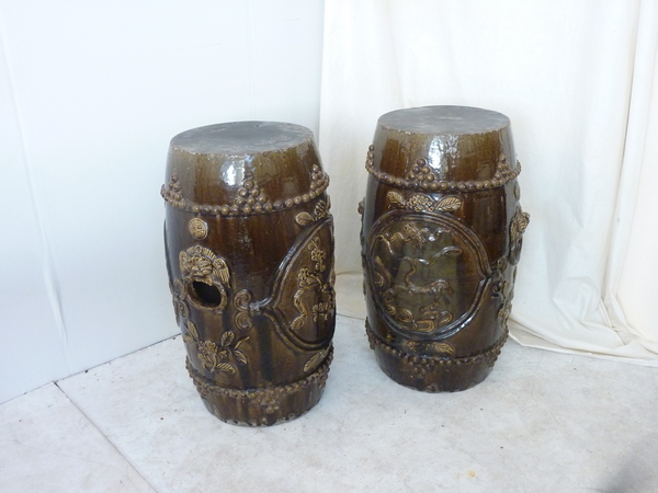 Pair Antique Chinese Ceramic Garden Seats
