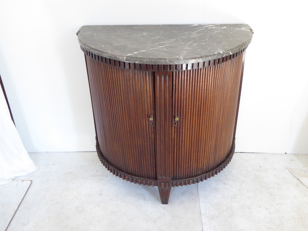19th Century French Demi Lune Cabinet with Tambour Doors