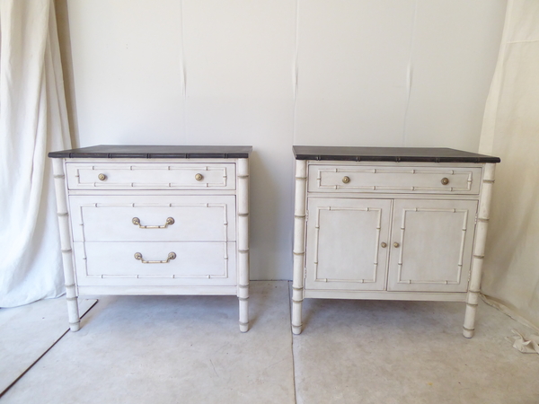 20th Century Faux Bamboo Nightstands
