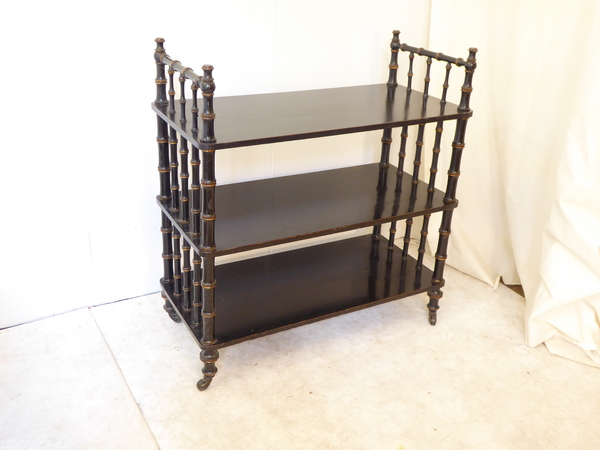 Antique Three Shelf Ebonized Etagere