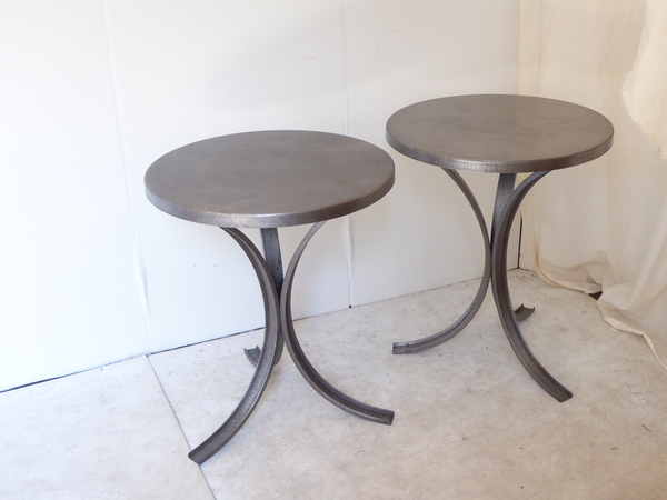 Pair Early 20th Century Steel Round Tables