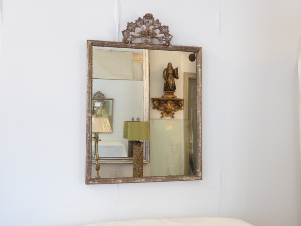 Early 19th Century Italian Carved Silver Leaf Mirror