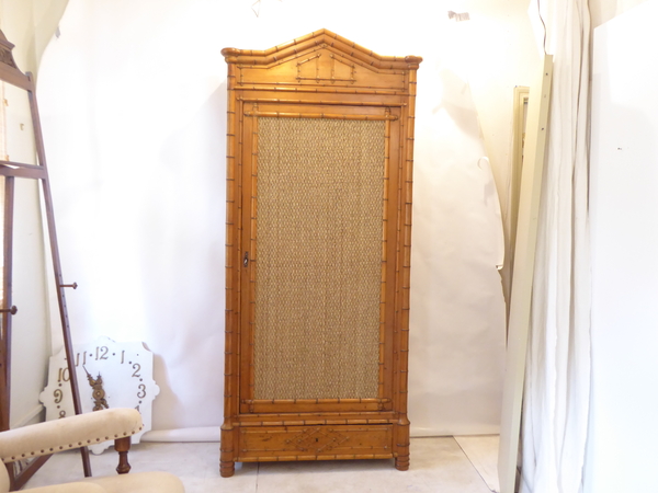 Antique French Faux Bamboo Armoire
