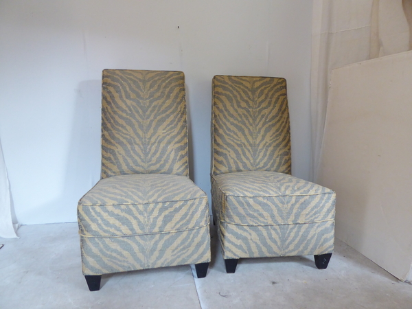 Pair Zebra Stripe Slipper Chairs