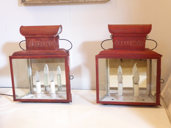 Pair Antique Tole Lanterns
