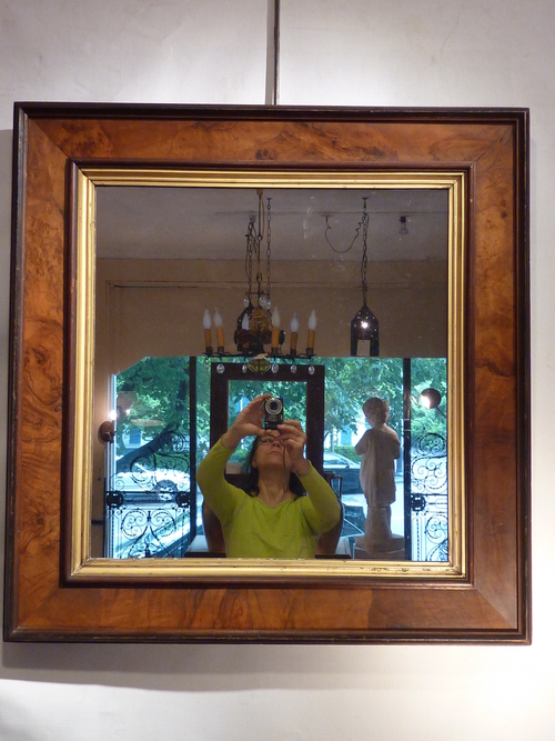 19th Century Walnut Burl Mirror