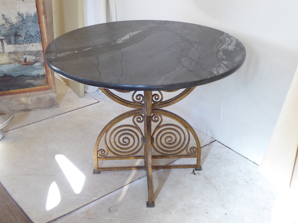 Art Deco Iron and Marble Table