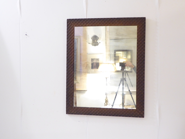 Tramp Art Waffle Pattern Mirror
