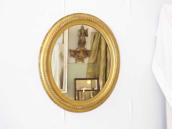 19th Century Oval Giltwood Mirror