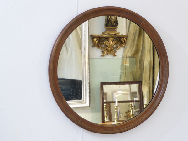 Round Mahogany Mirror
