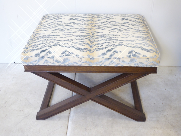 X Form Stained Oak Stools