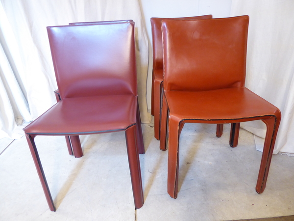 Set Four Leather Side Chairs