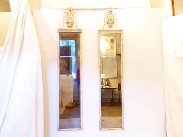 Pair 19th Century Elongated Narrow Mirrors