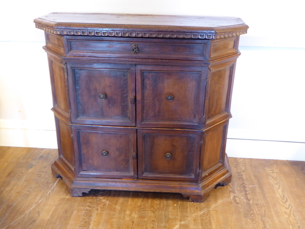 Italian 19th Century Walnut Cut Corner Credenza