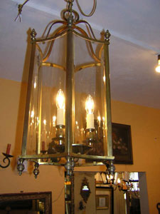 20th century lantern with concave glass panels
