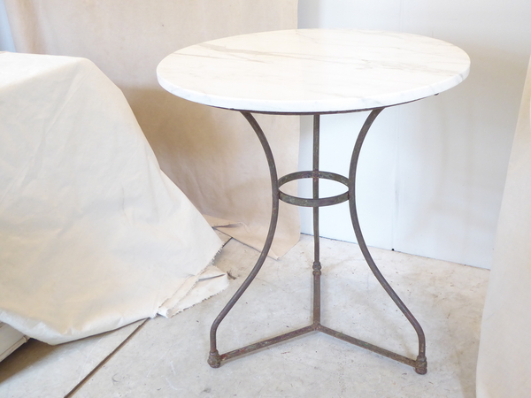 French Iron and Marble Cafe Table