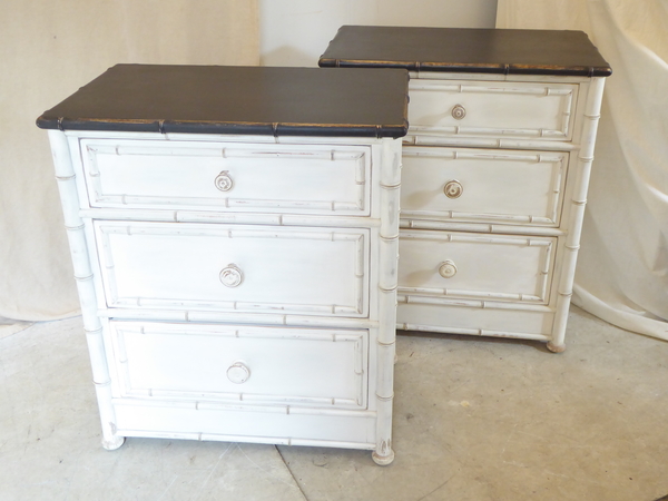 20th Century Faux Bamboo Night Stands