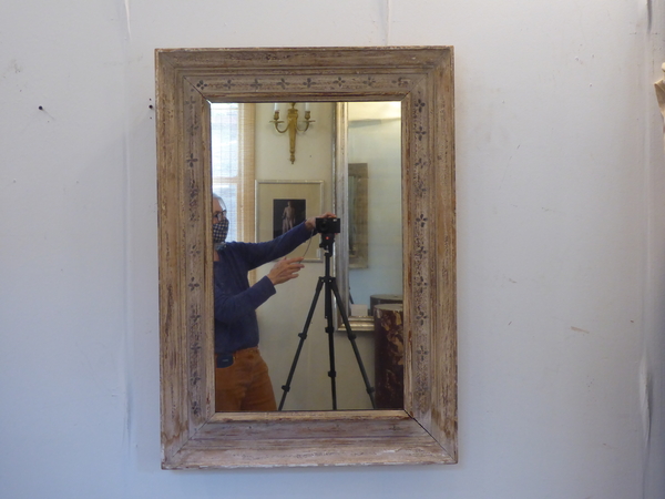 Antique Weathered Pine Sgrafitto Design Mirror
