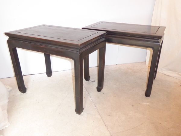 20th C Chinese Ebonized End Tables