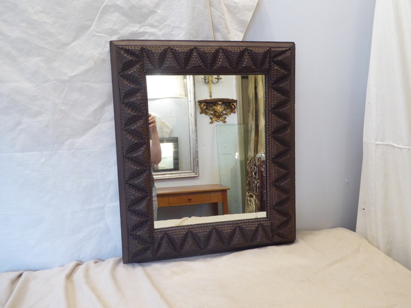 Antique Tramp Art Frame Mirror