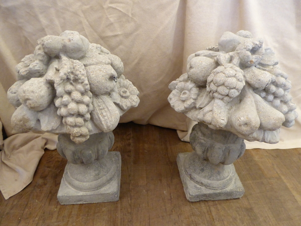 Pair Cement Fruit Baskets