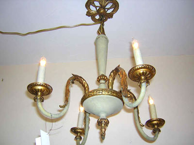 20th Century French tole and ormolu chandlier