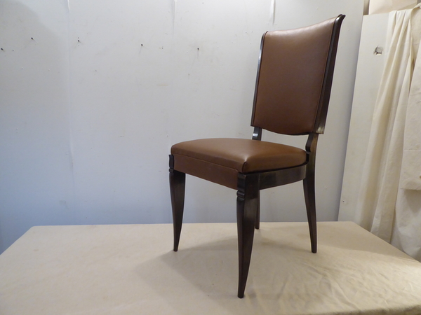 French Art Deco Leather Upholstered Side Chair