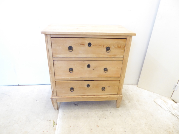 19th C Scandinavian Scrubbed Pine Three Drawer Chest