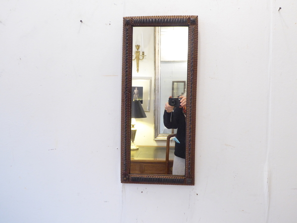 Antique Narrow Tramp Art Mirror