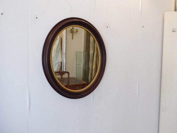 19th C Oval Walnut Mirrored