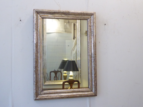 19th C Small Silver Crackle Finish Mirror