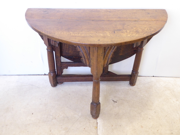 18th Century Jacobean Style Demi Lune Drop Leaf Table