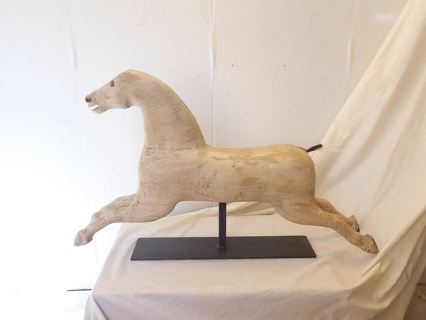 Weathered Toy Horse on Metal Stand