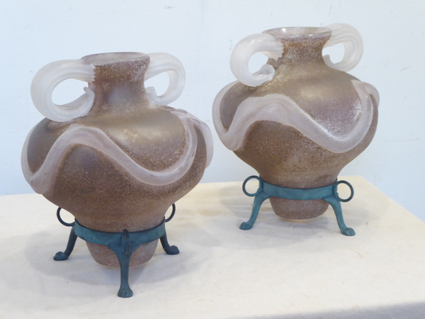 Modern Murano Scavi Glass Urns