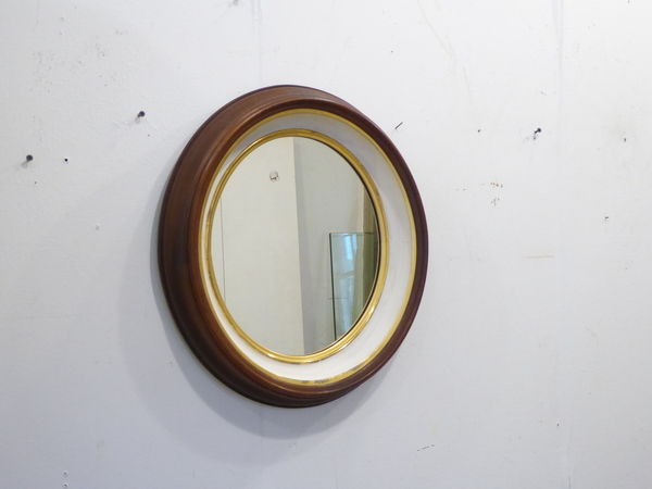 19th C Oval Walnut Mirror