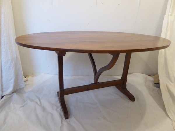 19th C French Cherry Oval Wine Tasting Table