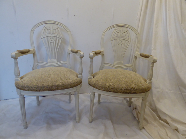 Pair Gustavian Style Balloon Back Armchairs