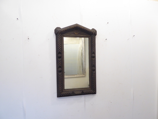 Tramp Art Mirror with Crown