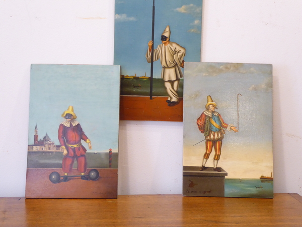 Collection of Three Paintings of Clowns