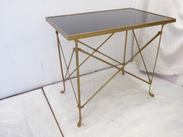 Pair of Campaign Style Marble Top Tables